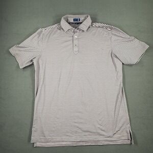 STITCH Men's M/L Pink Striped Performance Golf Polo Shirt Short Sleeve